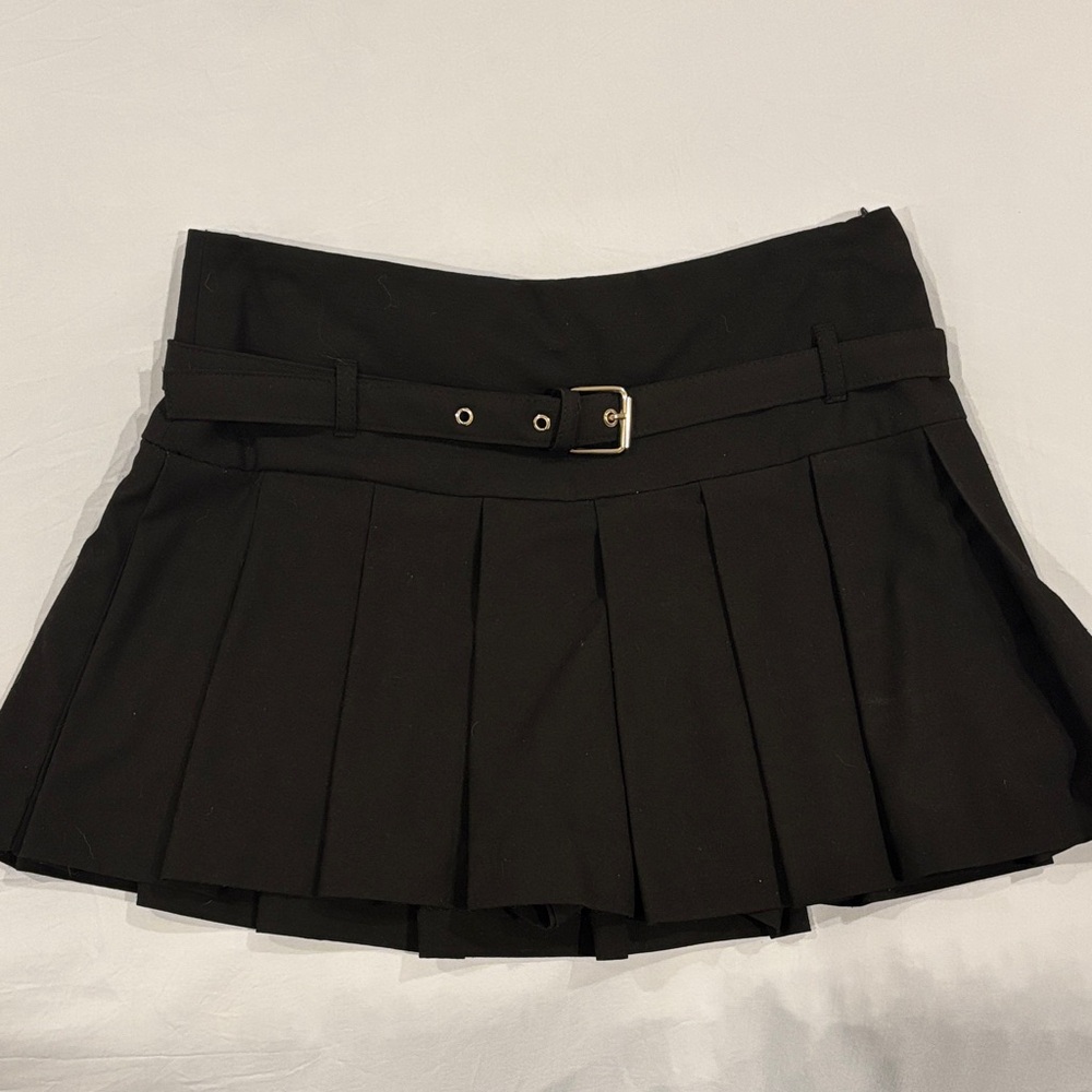 Zara Black Belted Mini Skirt